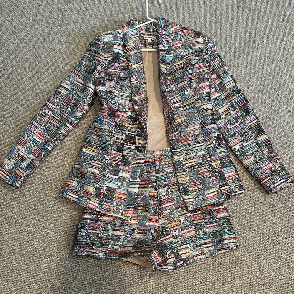Mainstrip sequin blazer and shorts size small